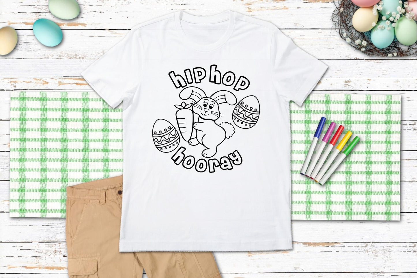 Hip Hop Hooray Easter Kids Coloring Tee