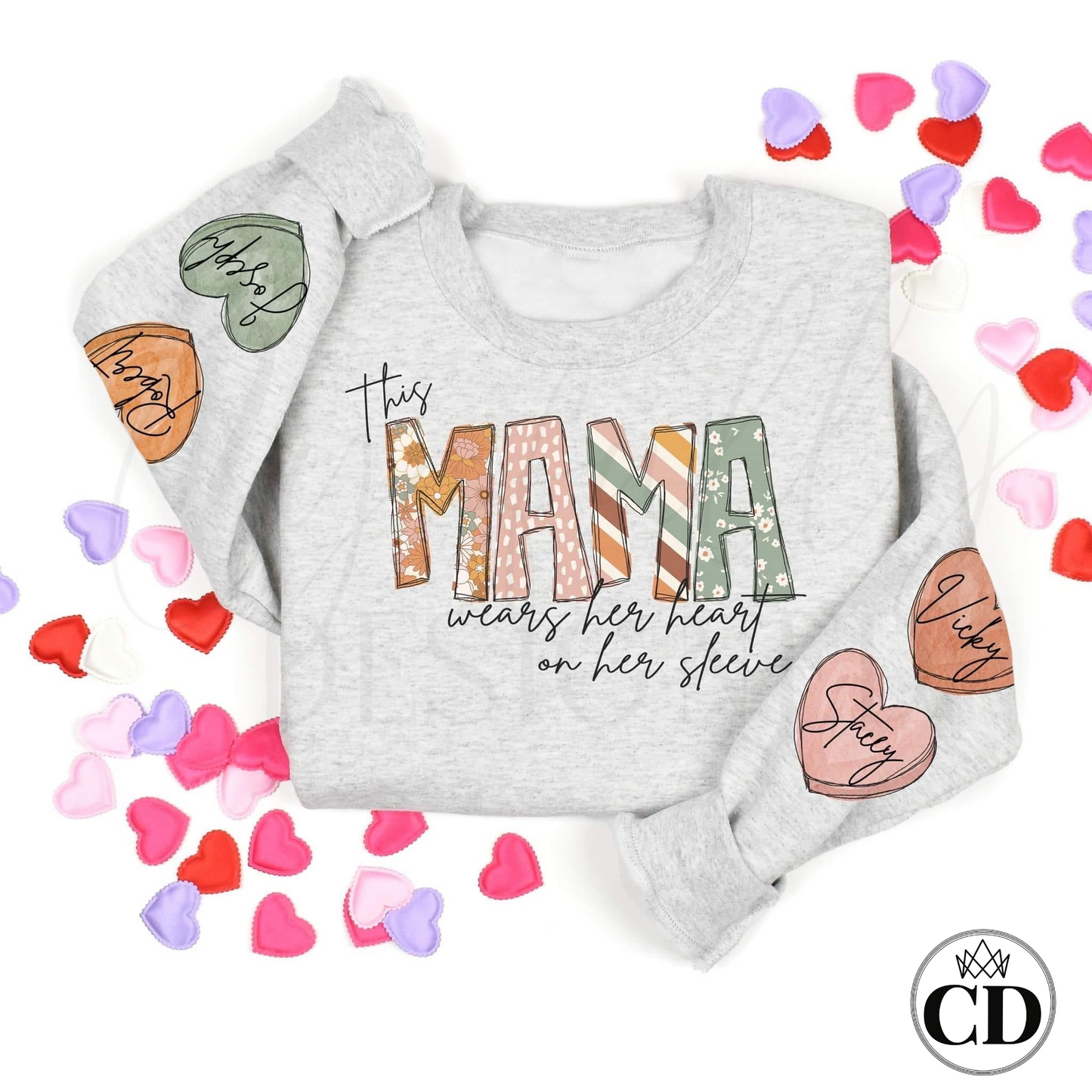 Boho Mama Valentine's Candy Heart Sweatshirt