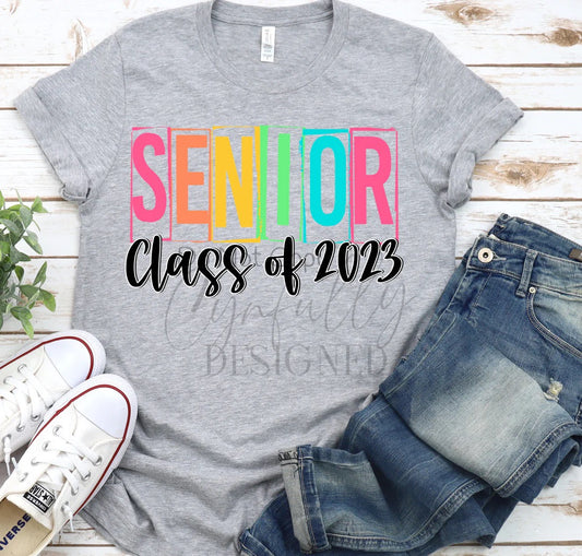 Senior Neon Letters Class of 2023 Graphic Tee