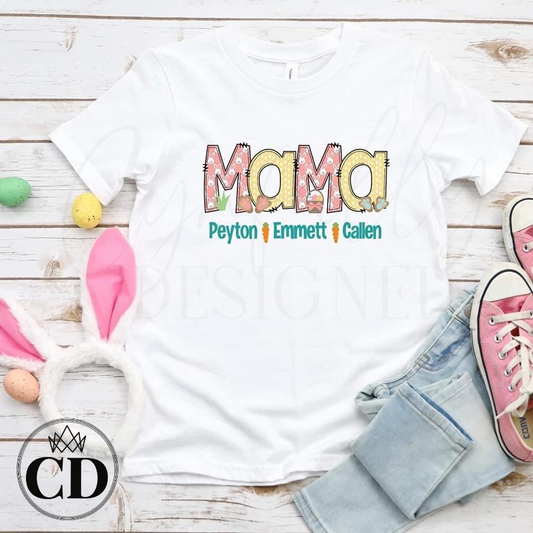 Personalized Mama Easter Shirt | Mama's Little Bunnies Unique Shirt with Children's Names | Mother's Day Personalized Sweatshirt
